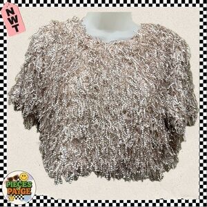 Endless Rose Fringe Crop Top – Pink Textured Keyhole Back (NWT, Discontinued)